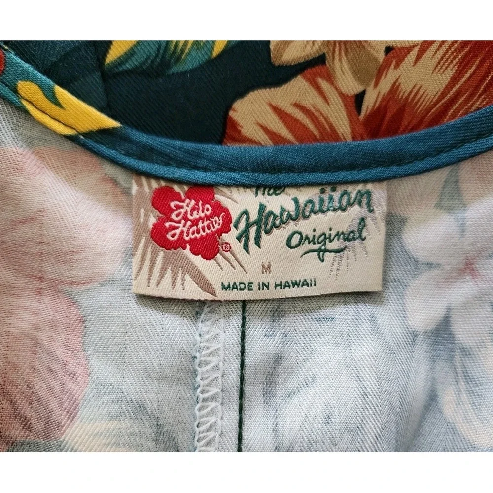 Hilo Hattie Women's Dress Green Floral Maxi Hawaiian Tropical Rayon‎ Size M